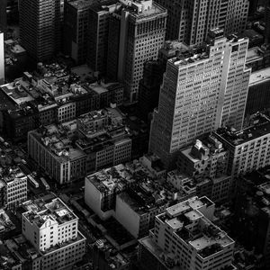 Preview wallpaper buildings, architecture, city, aerial view, black and white