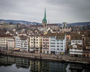 Preview wallpaper buildings, architecture, embankment, tower, river, city