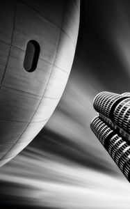 Preview wallpaper buildings, architecture, facade, blur, bw