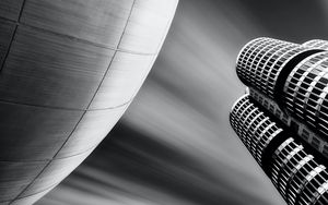 Preview wallpaper buildings, architecture, facade, blur, bw