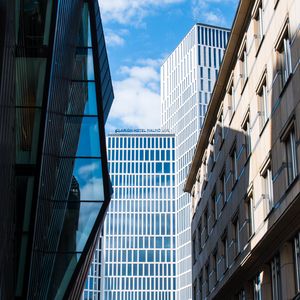 Preview wallpaper buildings, architecture, facade, glass, bottom view