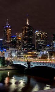 Preview wallpaper buildings, architecture, lights, night, bridge, city