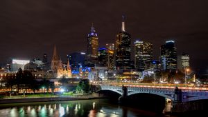 Preview wallpaper buildings, architecture, lights, night, bridge, city