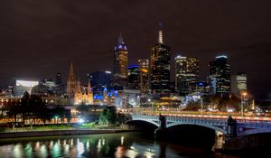 Preview wallpaper buildings, architecture, lights, night, bridge, city