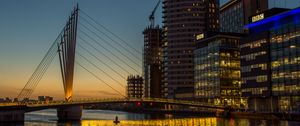 Preview wallpaper buildings, architecture, lights, embankment, night, bridge