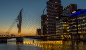 Preview wallpaper buildings, architecture, lights, embankment, night, bridge