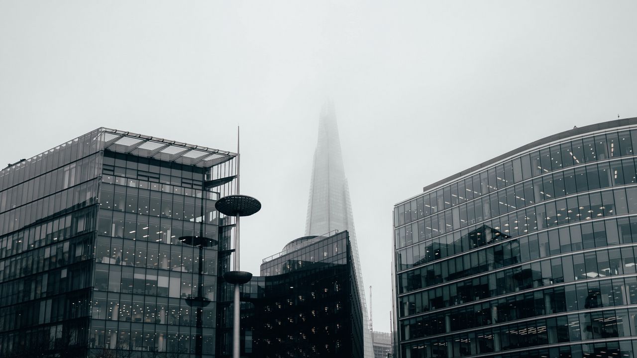 Wallpaper buildings, architecture, modern, fog