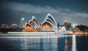 Preview wallpaper buildings, architecture, night, backlight, dark