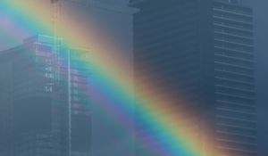 Preview wallpaper buildings, architecture, rainbow, reflection