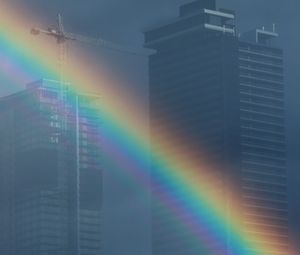 Preview wallpaper buildings, architecture, rainbow, reflection