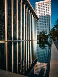 Preview wallpaper buildings, architecture, reflection, water, trees