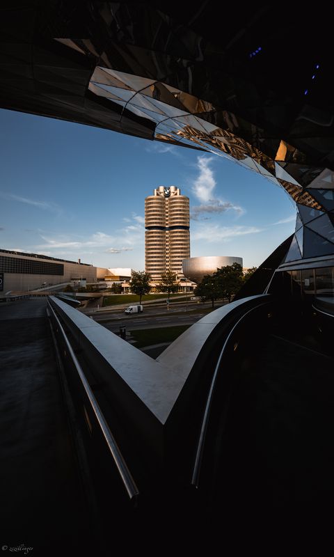 480x800 Wallpaper buildings, architecture, roof, road, bmw, car