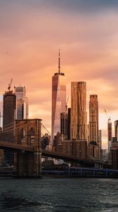 Preview wallpaper buildings, architecture, skyscrapers, bridge, new york, usa