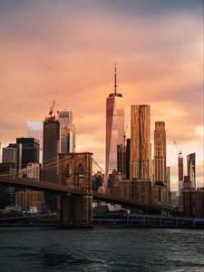 Preview wallpaper buildings, architecture, skyscrapers, bridge, new york, usa