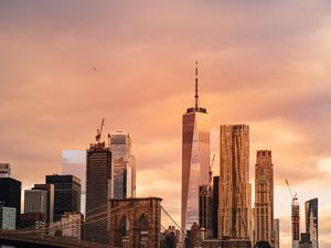 Preview wallpaper buildings, architecture, skyscrapers, bridge, new york, usa