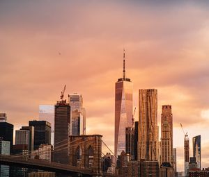 Preview wallpaper buildings, architecture, skyscrapers, bridge, new york, usa