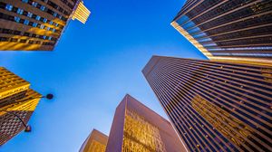 Preview wallpaper buildings, architecture, skyscrapers, bottom view