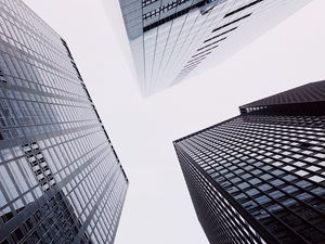 Preview wallpaper buildings, architecture, skyscrapers, bottom view, modern