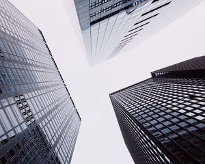 Preview wallpaper buildings, architecture, skyscrapers, bottom view, modern