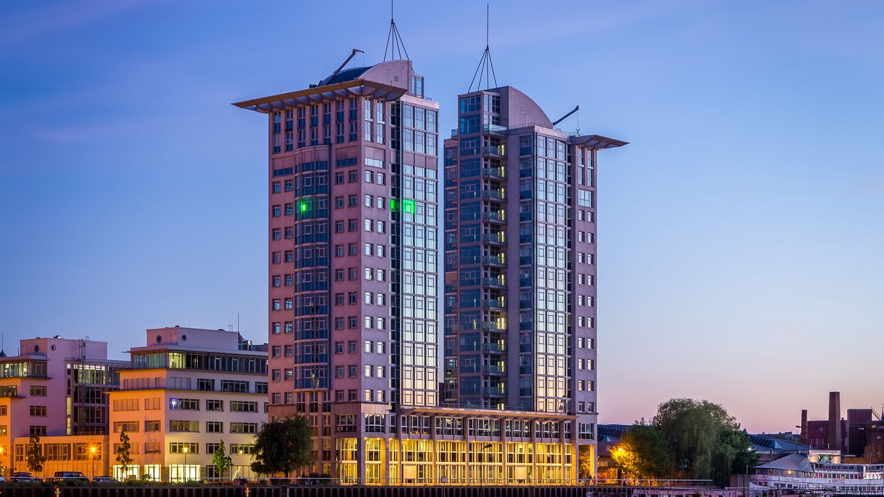 Wallpaper buildings, architecture, water, twilight