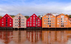 Preview wallpaper buildings, architecture, water, red