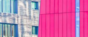 Preview wallpaper buildings, architecture, windows, corner, pink