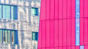 Preview wallpaper buildings, architecture, windows, corner, pink