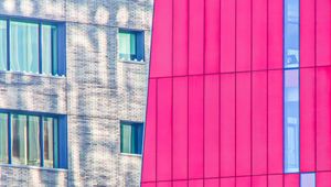 Preview wallpaper buildings, architecture, windows, corner, pink