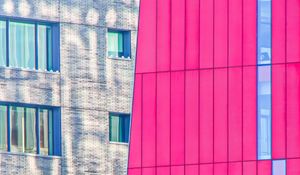 Preview wallpaper buildings, architecture, windows, corner, pink