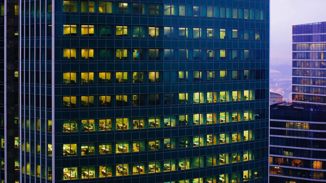 Wallpaper buildings, architecture, windows, lights, city