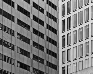 Preview wallpaper buildings, architecture, windows, skyscrapers, facade, black and white