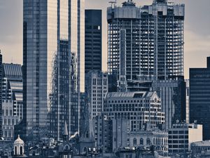 Preview wallpaper buildings, architecture, windows, city, black and white