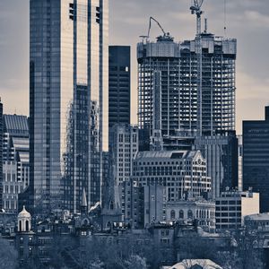 Preview wallpaper buildings, architecture, windows, city, black and white