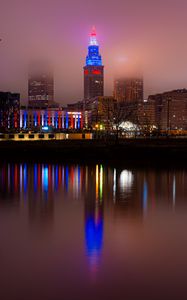 Preview wallpaper buildings, backlight, city, architecture, night, dark