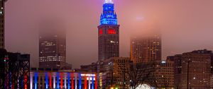 Preview wallpaper buildings, backlight, city, architecture, night, dark