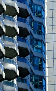 Preview wallpaper buildings, balconies, edges, blue