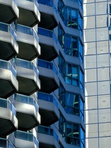 Preview wallpaper buildings, balconies, edges, blue