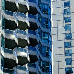 Preview wallpaper buildings, balconies, edges, blue