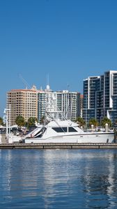 Preview wallpaper buildings, boat, pier, water, sea