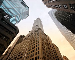 Preview wallpaper buildings, bottom view, architecture, facade, sky