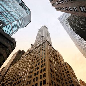 Preview wallpaper buildings, bottom view, architecture, facade, sky