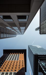 Preview wallpaper buildings, bottom view, architecture, sky, windows