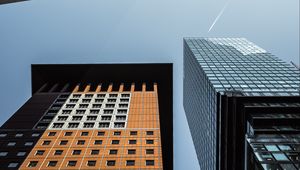 Preview wallpaper buildings, bottom view, architecture, sky, windows