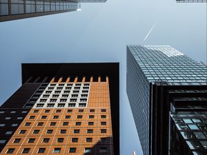 Preview wallpaper buildings, bottom view, architecture, sky, windows