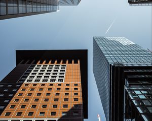 Preview wallpaper buildings, bottom view, architecture, sky, windows