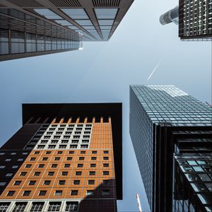 Preview wallpaper buildings, bottom view, architecture, sky, windows