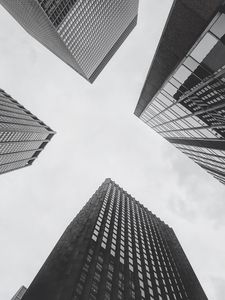 Preview wallpaper buildings, bottom view, bw