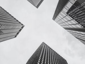 Preview wallpaper buildings, bottom view, bw