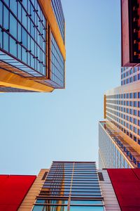Preview wallpaper buildings, bottom view, facade, sky