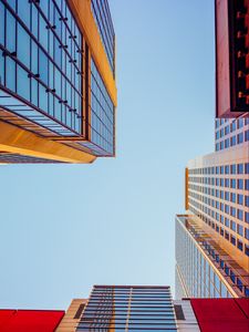 Preview wallpaper buildings, bottom view, facade, sky